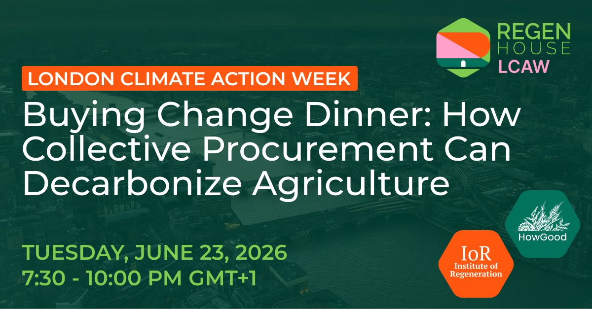 HowGoodRatings's tweet image. Join HowGood at #REGENHOUSELCAW to examine what it takes to translate collective #procurement logic to #agricultural inputs like low-emission fertilizers, where price premiums remain a critical barrier to #farmer adoption.
Request an invite here: bit.ly/4tbT1Wh