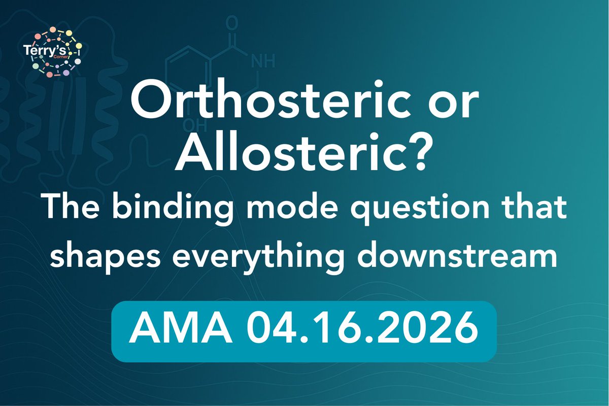 TerryCornerHQ's tweet photo. Orthosteric binding hijacks the target. Allosteric binding works with it. Two modes — fundamentally different pharmacological consequences.
This month's AMA with Dr. Terry Kenakin: how to differentiate them, and why it matters before you go further.
#DrGPCR #GPCR https://t.co/S77vdRl2Mp