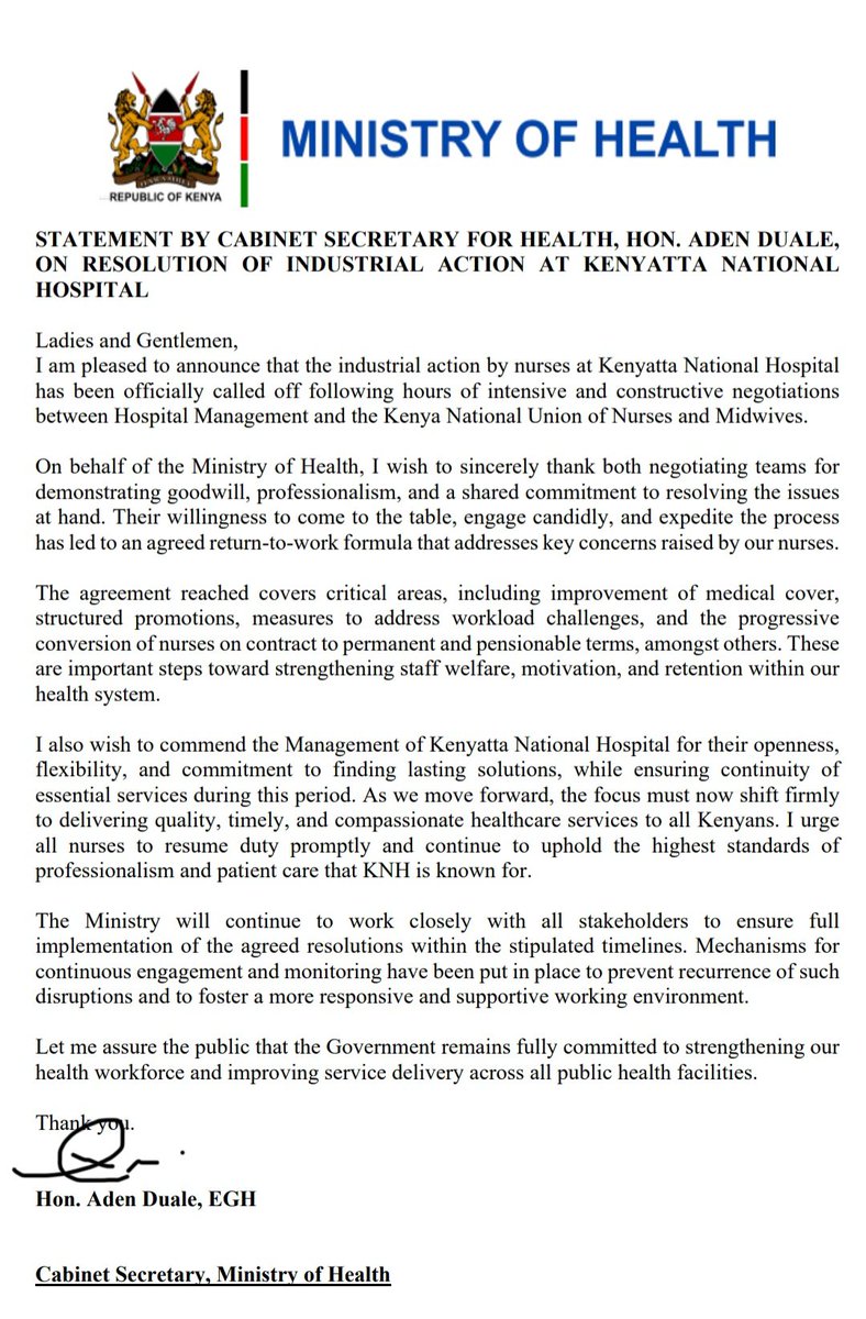 Hon. Aden Duale, EGH tweet media