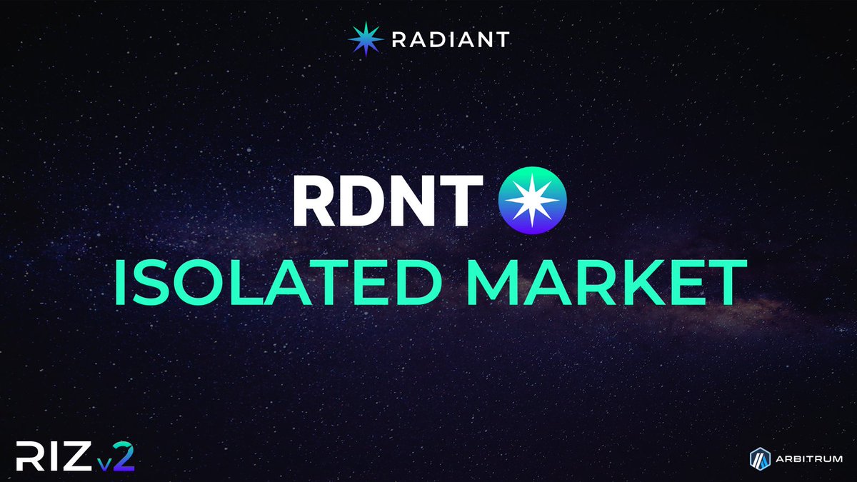 RDNTCapital's tweet image. RDNT / USDC is live on RIZ v2

RDNT is used for governance, emissions, and protocol participation across Radiant.

Holders can now put it to work: deposit as collateral and borrow USDC