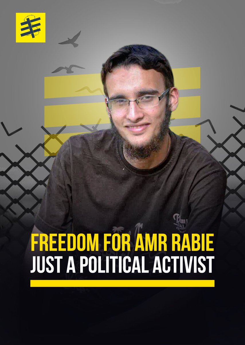 FreeThemAll_'s tweet photo. Freedom for Amr Rabie, the forgotten in Egyptian prisons for 12 years

A university student, with charitable and community activity, who was abducted by Egyptian security, in March 2014 for two months, they listed him in several fabricated cases, "and charged with" terrorism 

#FreeThemAll 
#Egyptian_hell
@NWiddersheim 
@philippe_dam 
@FatalPolitics
