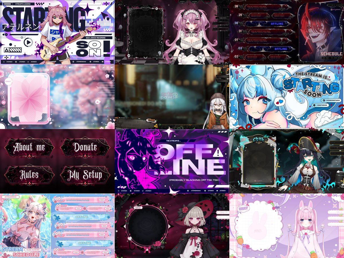 Hi #portfolioday !! Wanna join too ❤️
I'm Artypaws and I love creating overlays and other assets for Vtubers in many different styles and colors!! 
🎨| artypaws.carrd.co
✏️| vgen.co/Artypaws