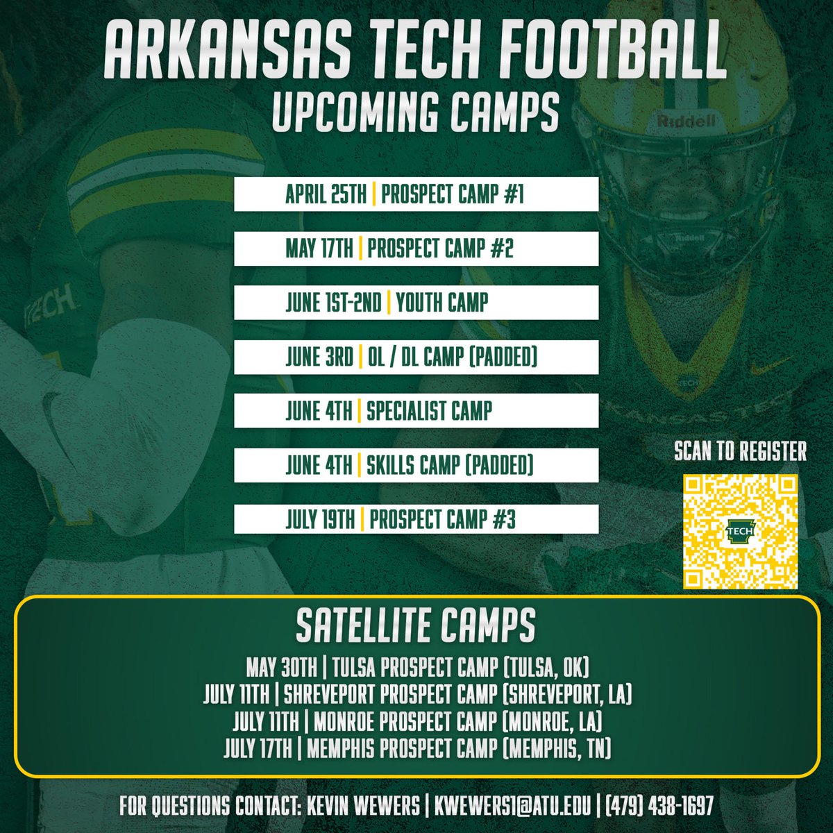 FrankEspy's tweet image. No hype. Just evaluation.

📅 April 25 – Prospect Camp #1
Every rep matters. Every drill is watched.
Earn it.

#ArkansasTechFootball #EarnIt #GTW #VVR