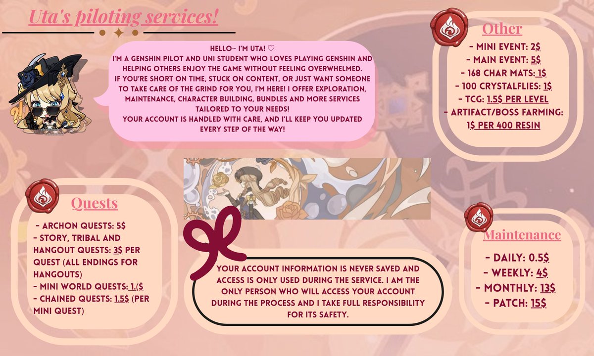 Uta 𓏲ּ𝄢 New Genshin pilot / 10+ proofs! tweet media