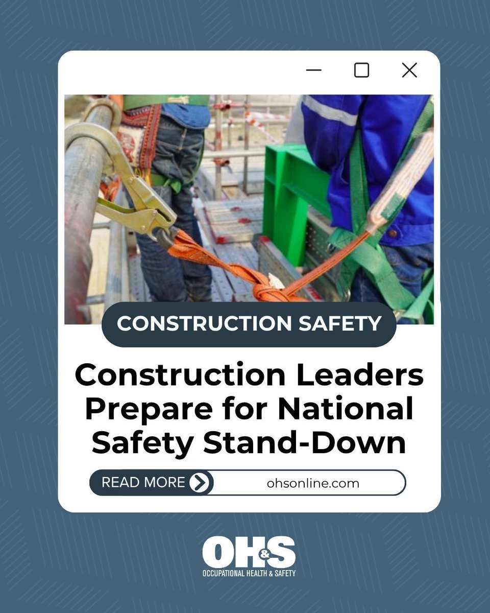 OccHealthSafety's tweet image. Construction leaders are preparing for the National Safety Stand-Down (May 4–8) to tackle fall risks—the leading cause of fatalities in the industry.

Read more: ohsonline.com/articles/2026/…

#ConstructionSafety #FallProtection #Safety