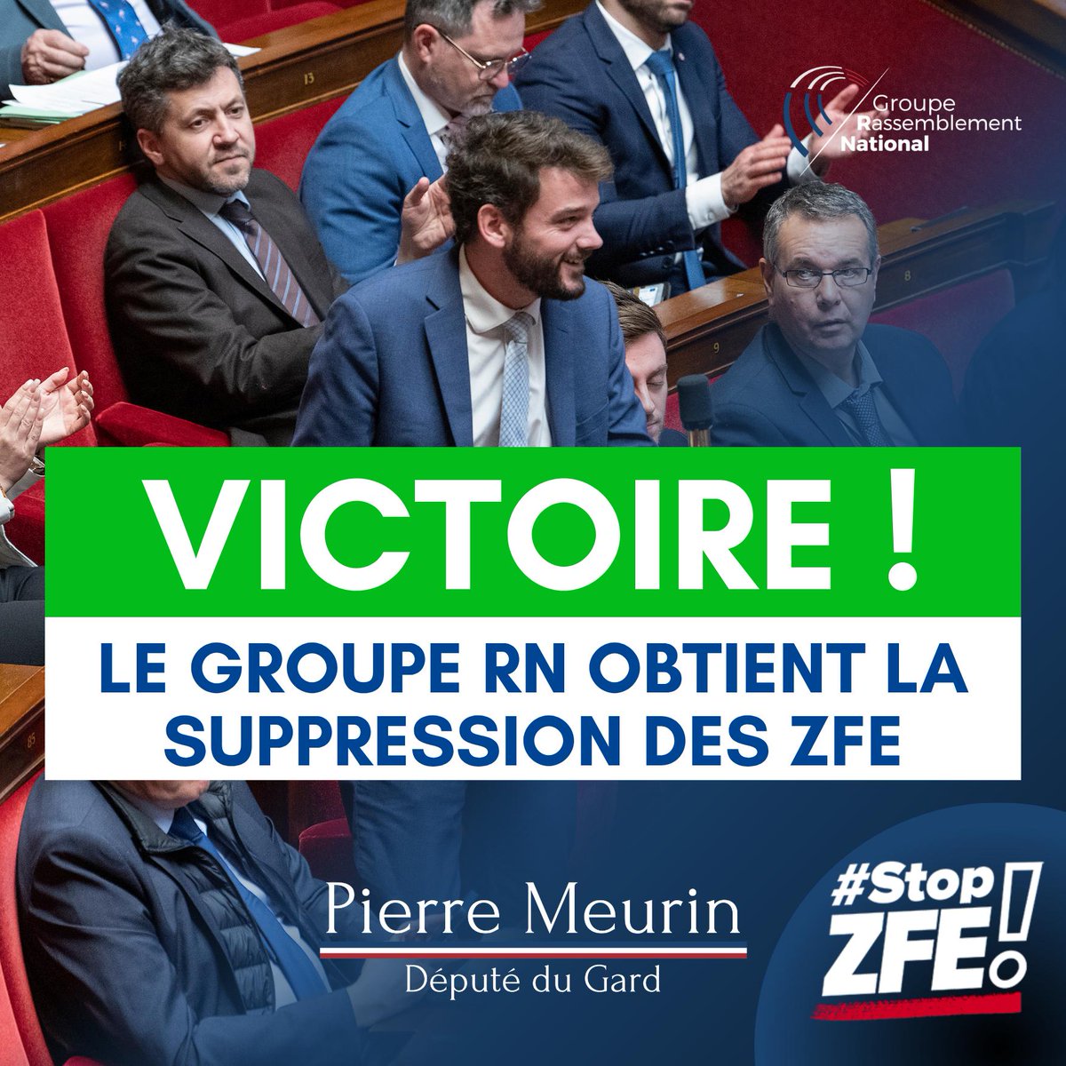 Meurin_P's tweet photo. Immense victoire ! Le @groupeRN_off obtient la suppression définitive des horribles ZFE. Je suis fier d'avoir porté ce combat ; pensée pour @asfrigout  qui avait déposé le premier texte ! https://t.co/cWJb0ToK6g