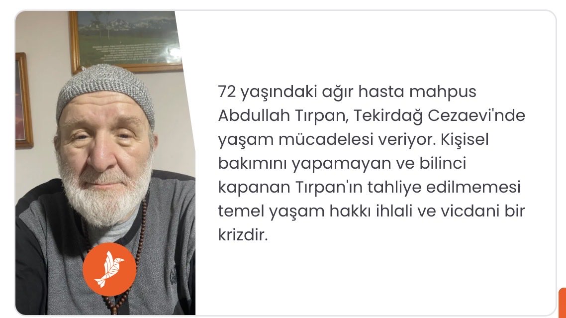 insan_sevgisii's tweet photo. Bir babanın kızına 'vaktim kalmadı' demesi, cezaevlerindeki insani trajedinin hangi boyutlara ulaştığını sessiz ama derinden tüm topluma haykırıyor.

Köfteci AbdullahAmca 
@dmtevgar https://t.co/NjPvXSeKGL