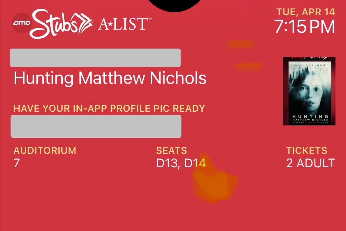 DanNJ71's tweet image. Showing some love for the indie films. #HuntingMatthewNichols 
 @AMCTheatres #AList