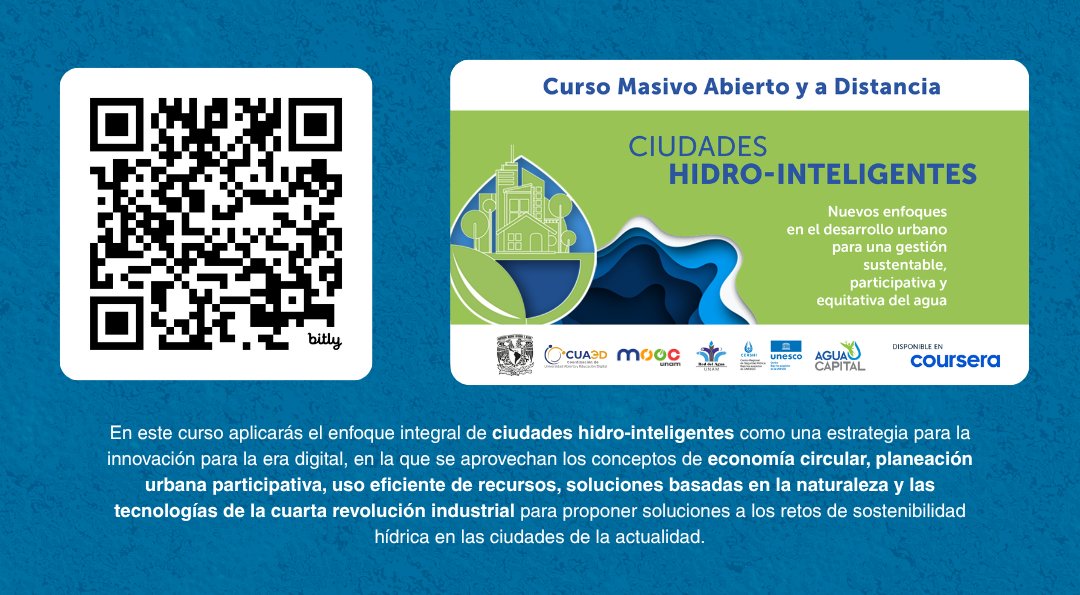 Agua_UNAM's tweet image. ¡Un verdadero #Believer le sabe a los #RecursosHídricos!💧💻

Inscríbete a los #Cursos #MOOC que tenemos disponibles para ti a través de #Coursera 💧🖊🤝

👉 Seguridad Hídrica: bit.ly/3QHVnt1
👉 Ciudades Hidro-inteligentes: bit.ly/3nVkXhb

#AguaUNAM #Educación