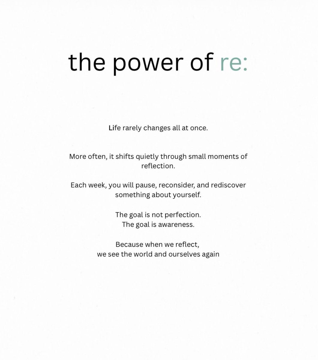 Sufz3_'s tweet image. I’ve been writing these RE: thoughts for a while now.

I decided to turn it into a guided weekly journal.

This is still early — but I’d love honest feedback before I expand it to a full 52 weeks.

#SelfReflection #PersonalGrowth #ReJournal