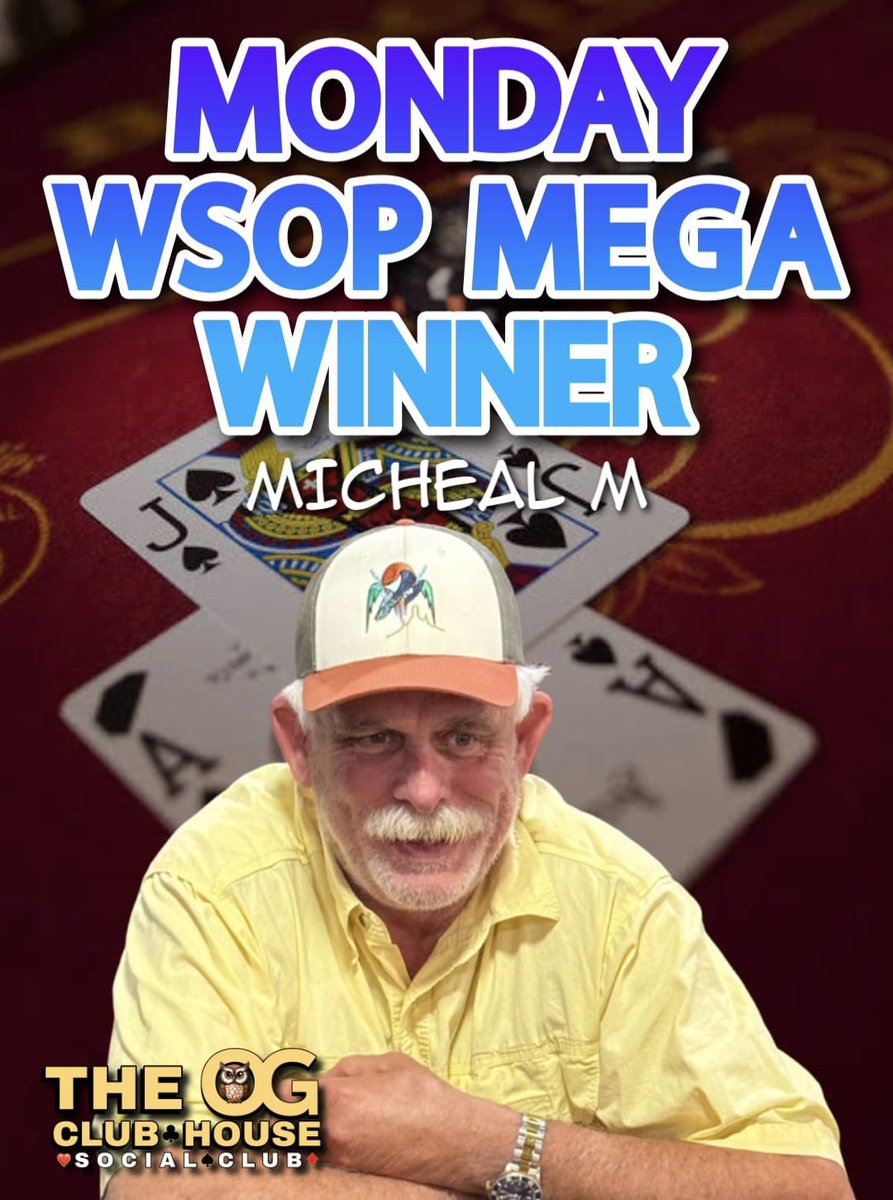 OGPokerClub's tweet photo. Monday WSOP Mega belongs to Michael M. ๐โ ๏ธ
Week 1 WINNER. Ticket SECURED. ๐๏ธ๐ฅ
Heโs officially locked in for the $10,000 Final Table on June 13thโran through the field and closed it out in style.
The road to the big money just got realโฆ whoโs next? ๐
#OGClubhouse #WSOP #PokerWinner #10KGTD