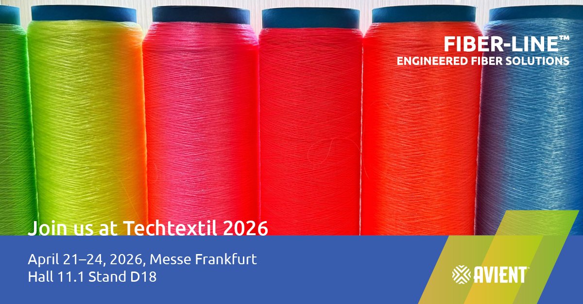 AvientCorp's tweet image. Stop by our #Techtextil2026 booth D18 in Hall 11.1, next week to see our high-performance colored #yarns and #fibers + @dyneema, the world’s strongest fiber™.
Fiber-Line Engineered Fibers: bit.ly/4m8vBhy
Dyneema®: bit.ly/3QnygYQ
Tickets: bit.ly/3P4sSti