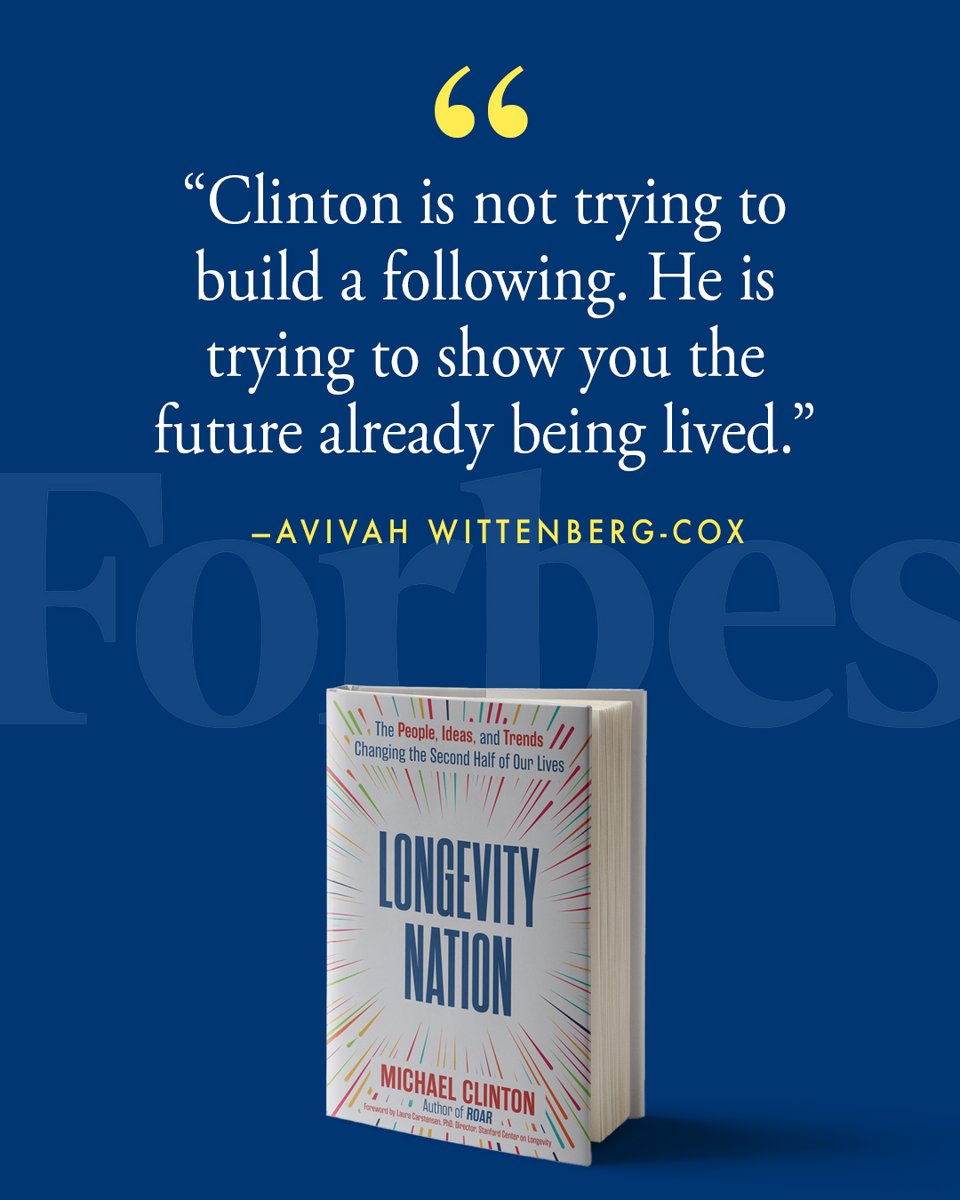 ROARforward's tweet image. @Forbes calls Longevity Nation a manifesto for our time. The longevity movement is real, it’s growing, and Michael Clinton’s new book is a powerful contribution to that conversation. #LongevityNation #Longevity #SecondHalf

bit.ly/4sE3s3H