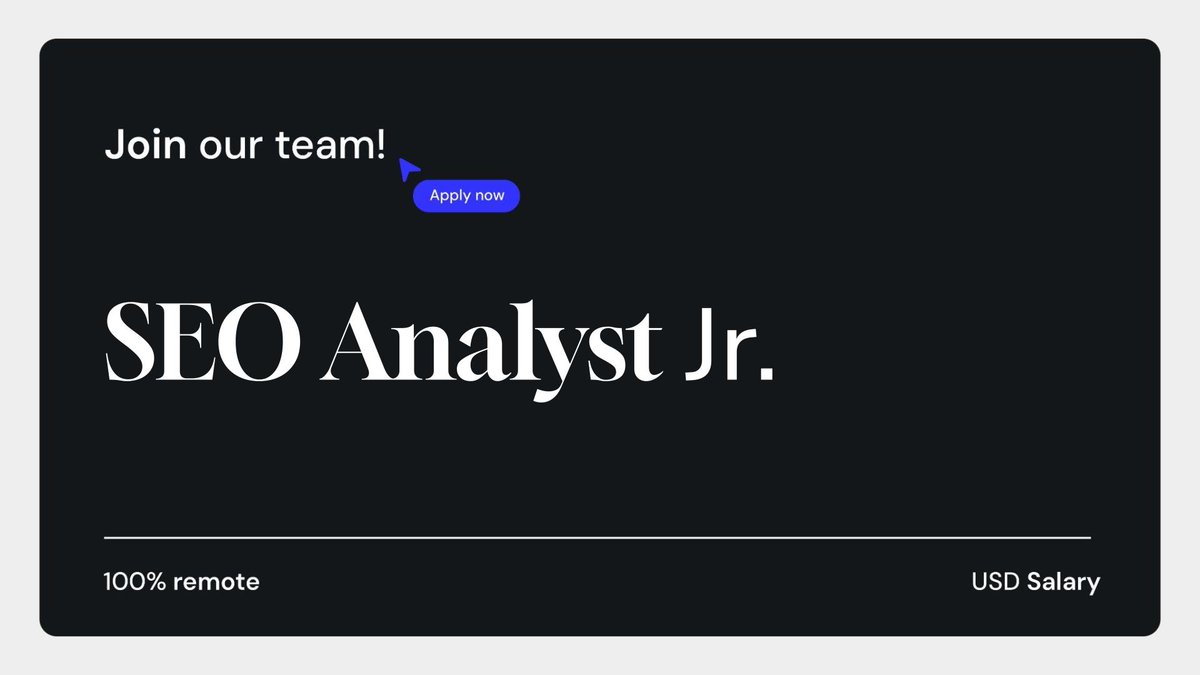 elevenok_'s tweet photo. Seguimos creciendo 🚀

Buscamos Junior SEO Analyst, un rol ideal para dar los primeros pasos en SEO, con aprendizaje práctico, trabajo en equipo y exposición a proyectos reales en toda la región.

Si te interesa, aplicá acá: https://t.co/V4XE62W7EW https://t.co/juHvn8ThpJ