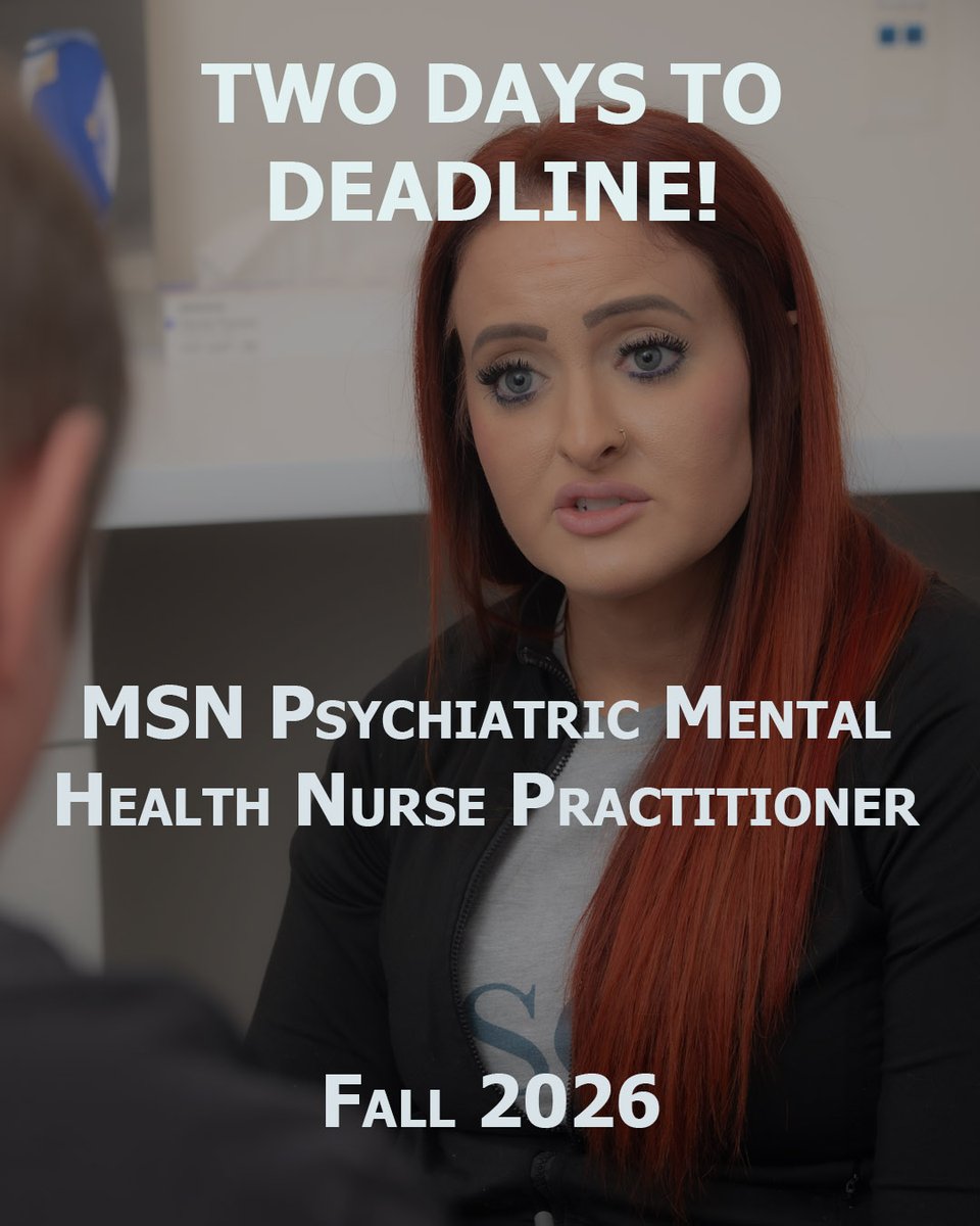 UNTHealthCON's tweet image. ⏳ Two days left to apply for our MSN-PMHNP program.

Prepare to lead in mental health care as demand grows across hospitals, telehealth, and private practice.

Final deadline: April 15. Apply now 👉 bit.ly/4kGSN5R

#UNTHealthCollegeofNursing #MSN #PMHNP