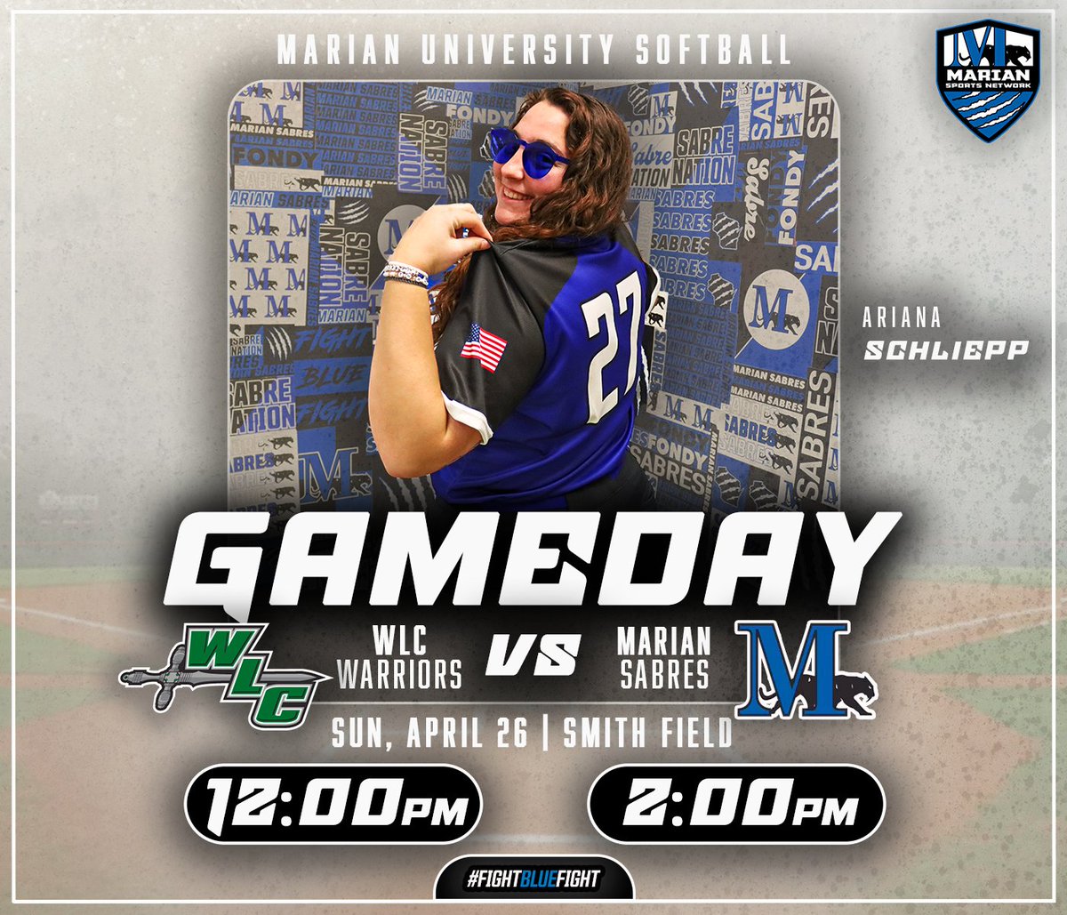 MUSabres's tweet photo. The postseason is fast approaching for @MarianSoftball! #FightBlueFight

🆚 - Wisconsin Lutheran
📍 – Smith Field
⏰ - Noon
📰 – https://t.co/IEA2rGfcJJ
💻 - https://t.co/26Efb74SG6
📊 - https://t.co/o4OZvbIBea https://t.co/lGb2XzAT2o