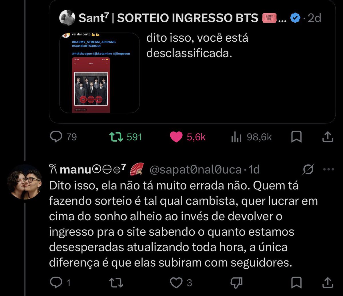 Sant⁷ | SORTEIO INGRESSO BTS 🎟️💜 tweet media