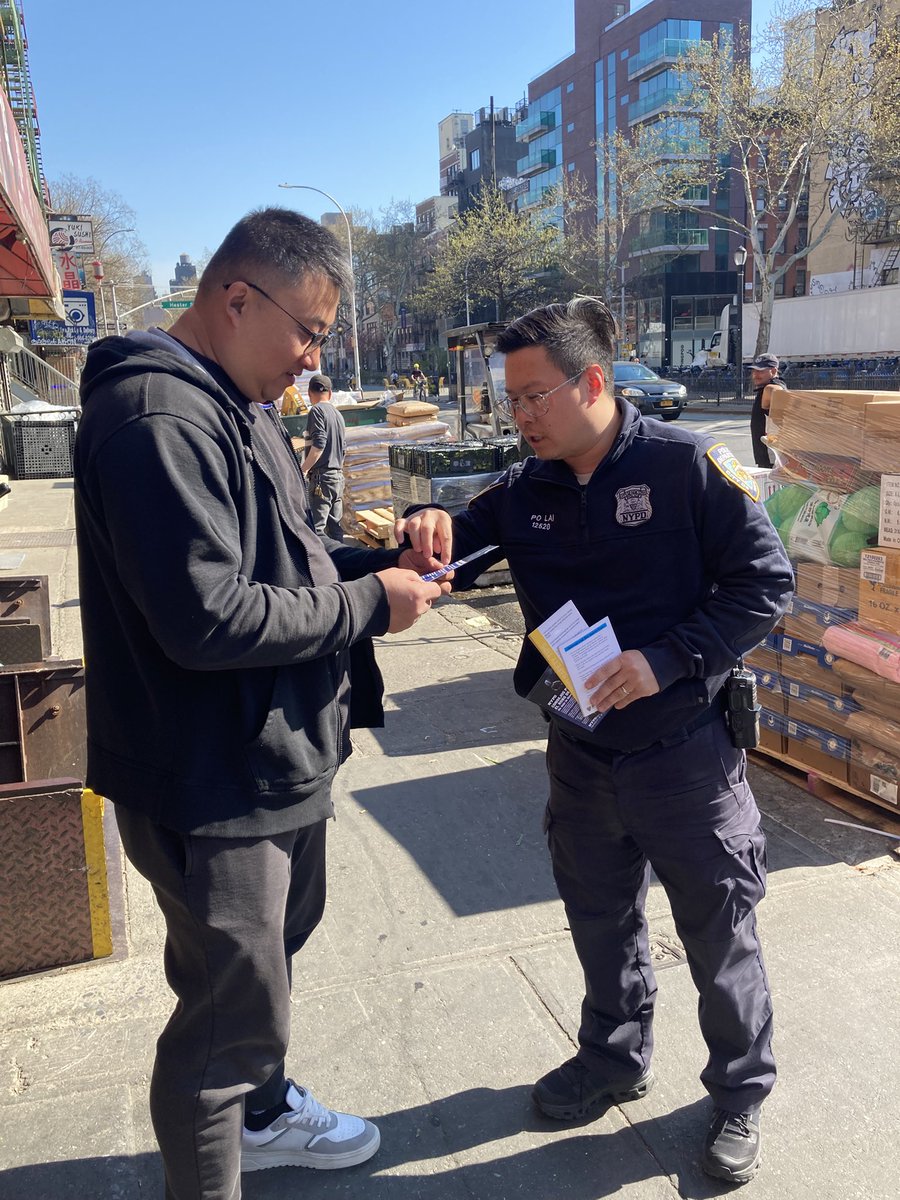 NYPD5Pct's tweet photo. Crime Prevention Officer were out in the community distributing flyers on grand larceny and auto theft. Reminder: never leave property unattended, lock your vehicle, and keep valuables out of sight. Staying alert and informed helps keep our neighborhood safe. https://t.co/GrcSgsTwiO