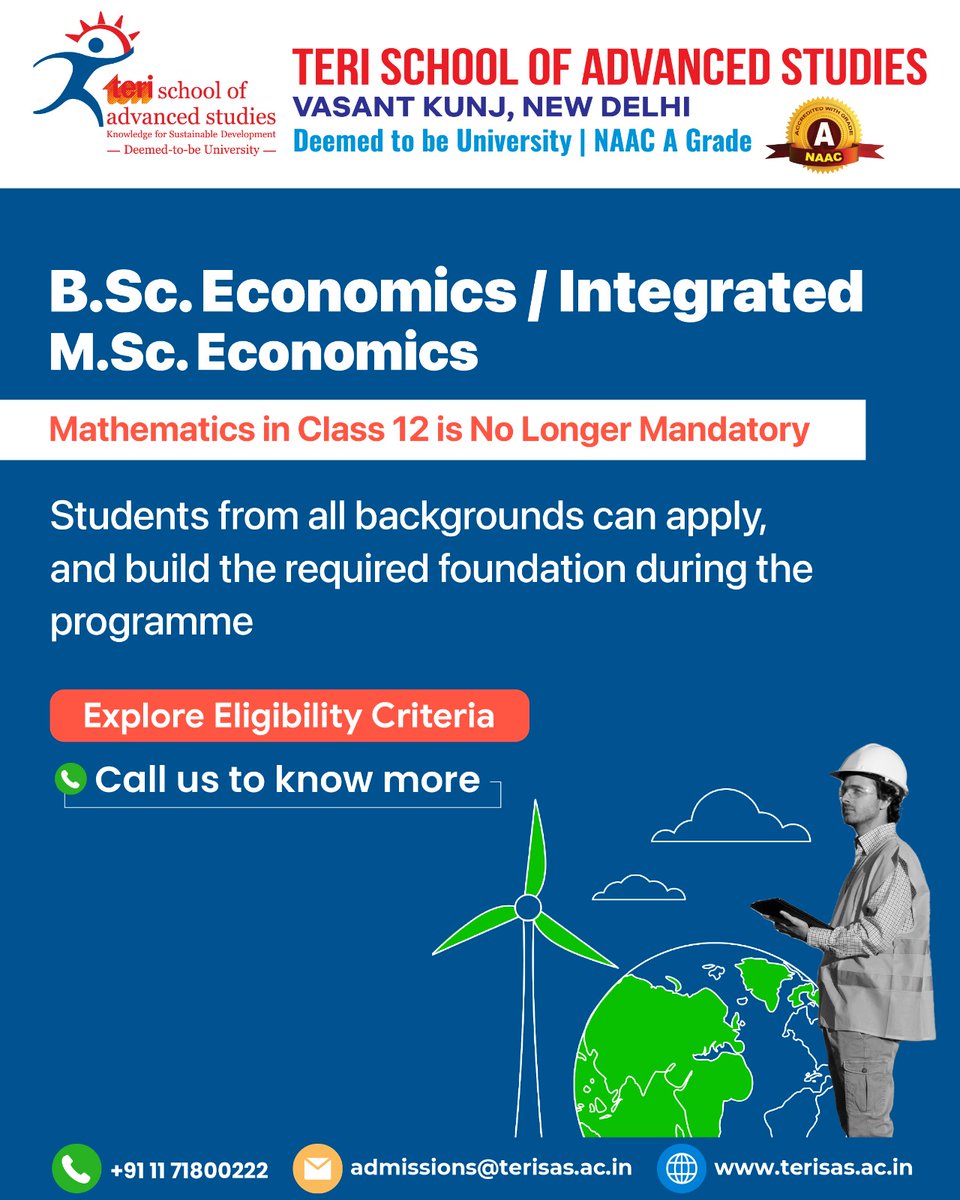 terischool's tweet image. No Mathematics in Class 12? You can still apply.

#TERISAS #Economics #AdmissionsOpen