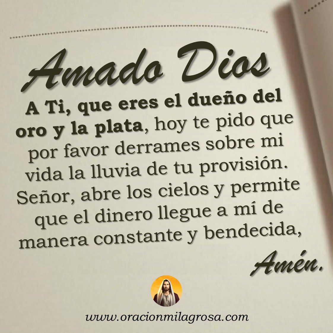 oracion_milagro's tweet photo. HAZ ESTA ORACIÓN Y TE LLOVERÁ EL DINERO: Amado Dios, te pido que por favor multipliques mi provisión y que una lluvia de bendiciones y dinero caiga sobre mi vida; abriendo caminos, cancelando deudas y trayendo abundancia a mi hogar.

Continúa orando en: https://t.co/CHbyiMHkqR ✨