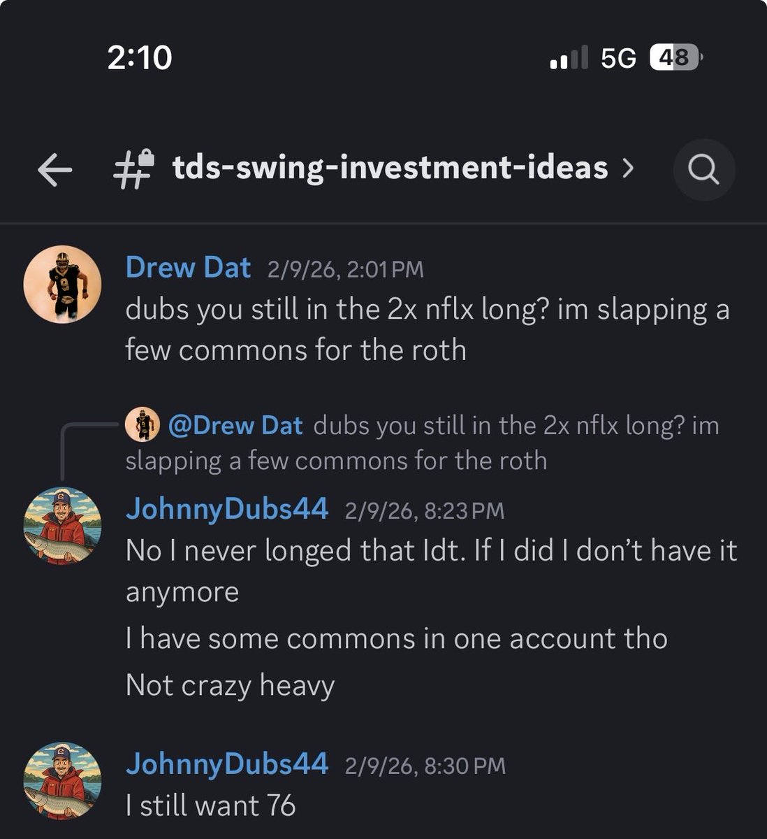 JohnnyDubs44's tweet photo. I saw many $nflx bottom calls but not many closer than $76. @Drew_Dat9 and I loaded, did you? Be out a fair amount here into $107 imho fwiw nfa rotflol 😘 #TradingDoggyStyle w/ @PharmD_KS 

Avg so good they’ll call it fake https://t.co/aC0SmaQ9y1