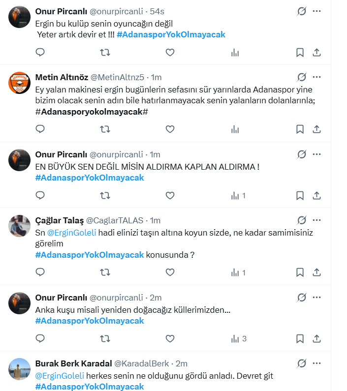 hkn_mrt_krsn_01's tweet photo. Adanaspor Taraftarları, Twitter'da yüzlerce tweetle #AdanasporYokOlmayacak hastag çalışmasını başlattı.

Taraftarlarımızdan bu hastag çalışmasına sahip çıkarak tweetler atmalarını bekliyoruz.

#Adanaspor #AdanasporYokOlmayacak https://t.co/tcKw8WuMl2