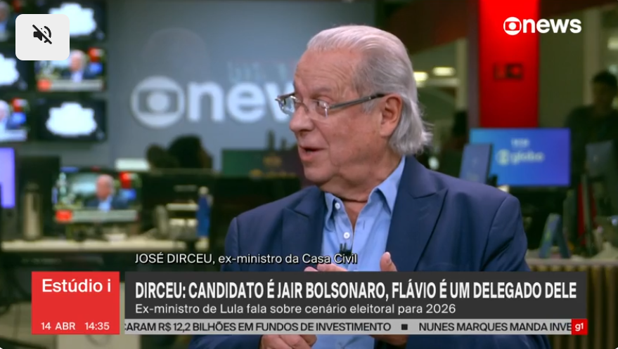 'Candidato é Jair Bolsonaro, Flávio é um delegado dele', diz José Dirceu

Ex-ministro da Casa Civil do governo Lula diz em entrevista que não vê senador do PL e pré-candidato à presidência como liderança política 

"O candidato é o Jair Bolsonaro. Flávio é um delegado dele, assim