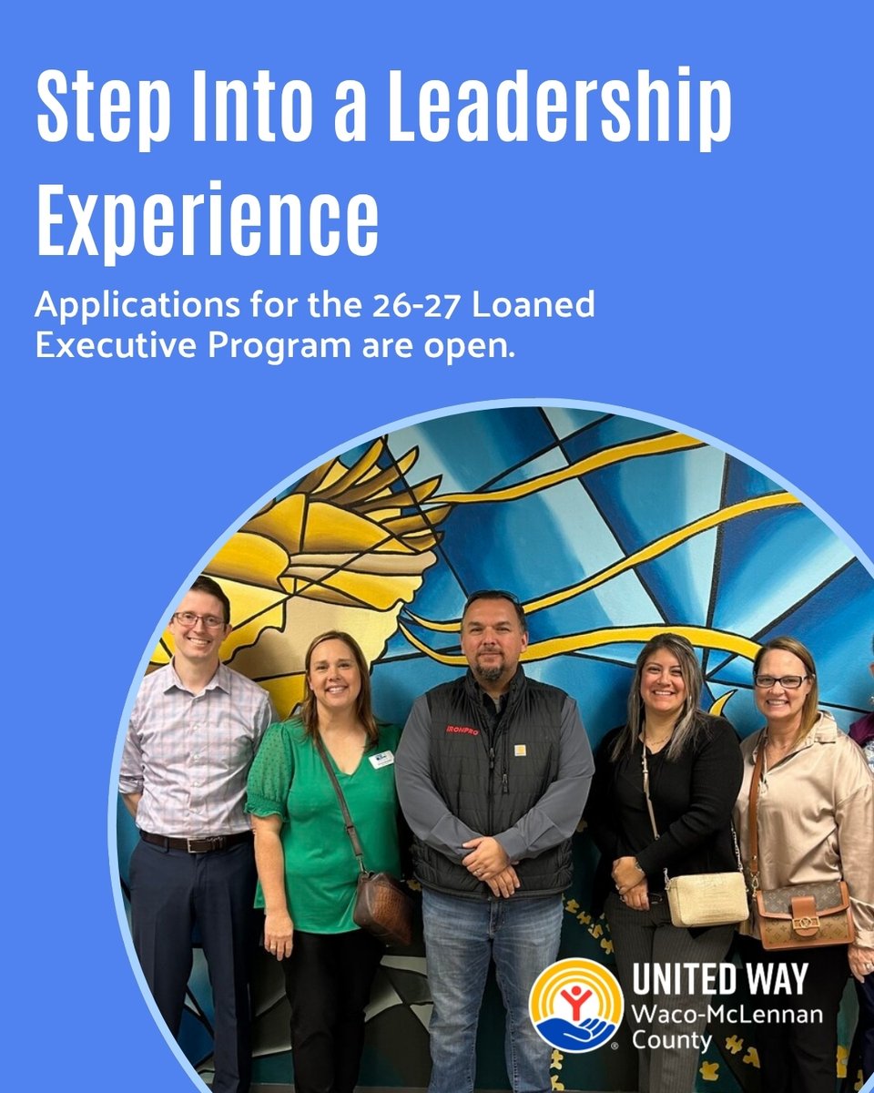 UWWMC's tweet photo. A few hours a month. Big impact.
Become a Loaned Executive with United Way of Waco-McLennan County and help fund programs for local families and youth.
Applications open through May 15: https://t.co/DcGIx2HEBE https://t.co/KQlHlF5EeZ