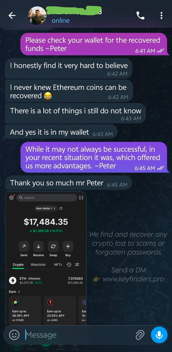 manhatta1758's tweet photo. โ
Another verified recovery completed
7.370563 ETH recovered
โ $17,484.35 USD
๐ Proof:
https://t.co/dTgMDUXXQS
#CryptoRecovery #CryptoRecoveryService #CryptoRecoveryExpert #RecoveryExpert #RecoveryService https://t.co/RDyeGHwlSu