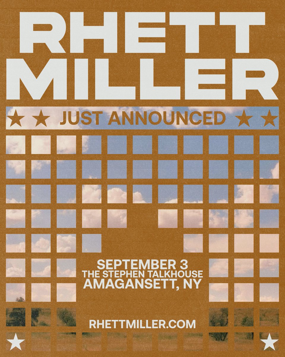 rhettmiller's tweet photo. Just announced! See you 9/3 at The Stephen Talkhouse in Amagansett. Tickets go on presale tomorrow, 4/15 &amp; on sale Friday, 4/17 at 10am ET. Sign up for the code at https://t.co/x07S2DguYi https://t.co/96ojiZhreG