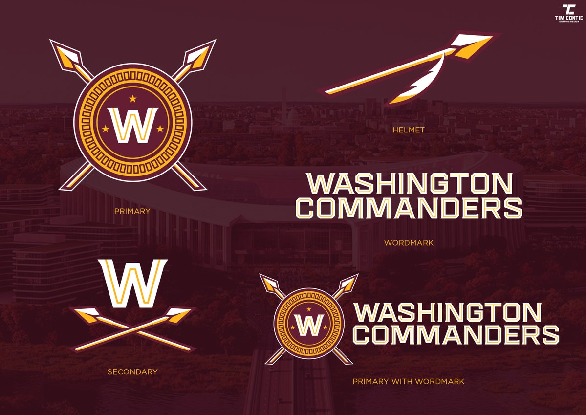 TimContic's tweet image. Washington Commanders Brand Redesign and Uniform Refresh

-New logo set
-New wordmark and font family
-Primary uniforms inspired by the classic Redskins set with slight modernizations
-Return of the 2002 throwback