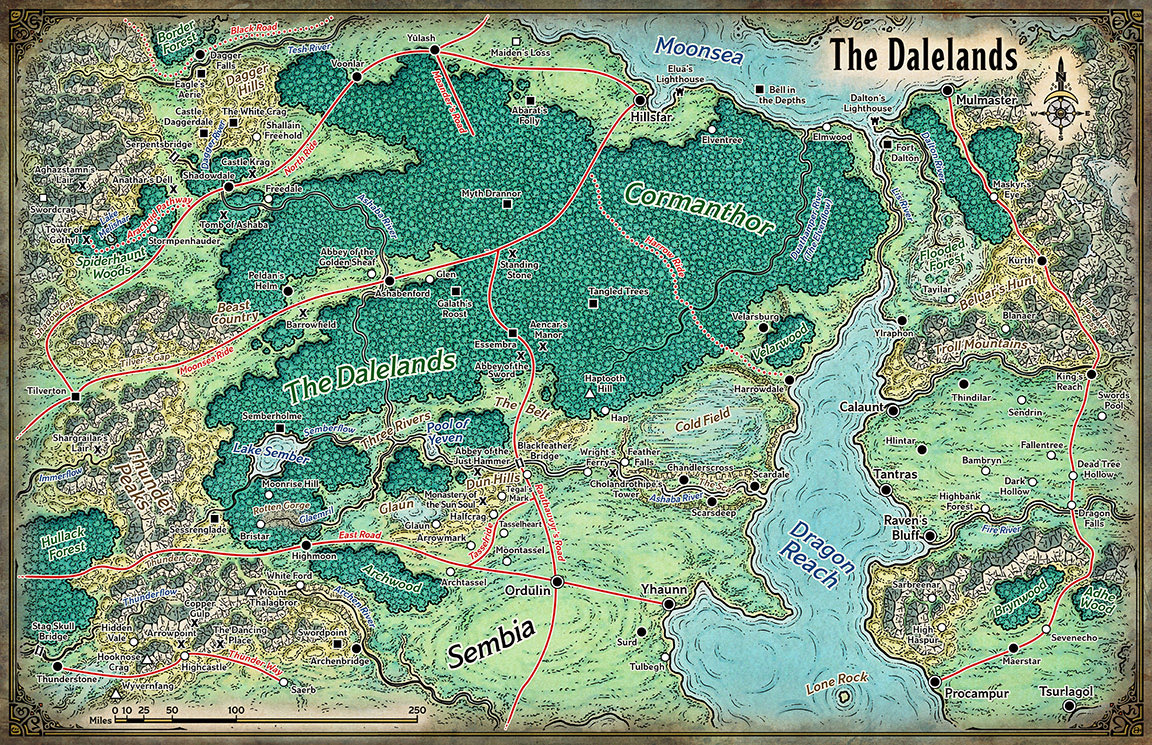 schley's tweet image. #TheEpicAtlas’ Side Trek 39 is out. We’re beginning a grand tour of the #ForgottenRealms with a trip to the Dalelands. This #rpgmap is from the recent batch of work I created for Adventures in Faerûn. Introduce your players to the wonders of the forest of Cormanthor! More ⬇️