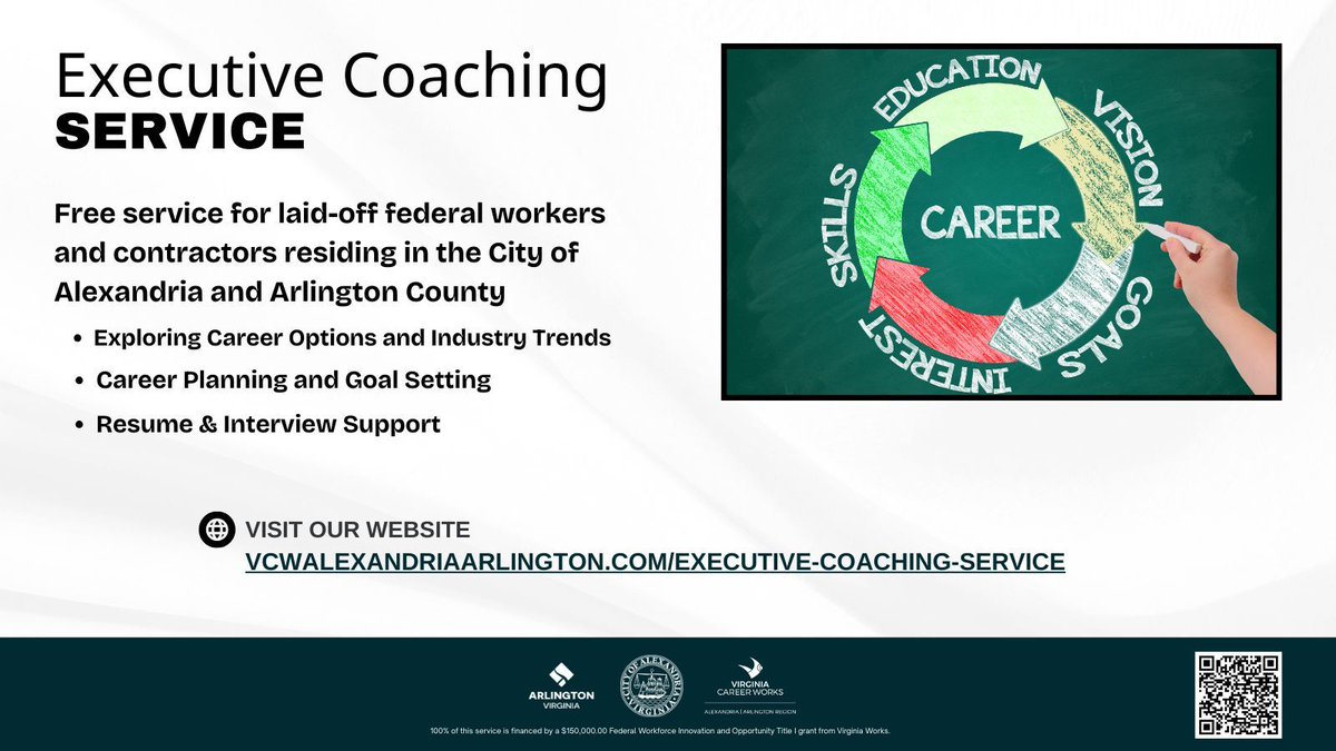 workcouncil's tweet photo. Recently laid off from a federal job or federal contract? You don’t have to figure out what’s next on your own. Career coaching is practical, personalized support to help you.

👉 Learn more or get started today: https://t.co/WXJnrb24dm

#Jobs #RIF #ArlingtonVA #AlexandriaVA https://t.co/q0iu56ANUo