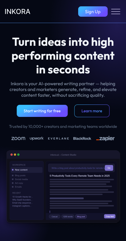 uiux_pr0digy's tweet photo. I designed INKORA, a modern, high-converting website for an AI Writing Assistant tool. https://t.co/25HbLHJDy7