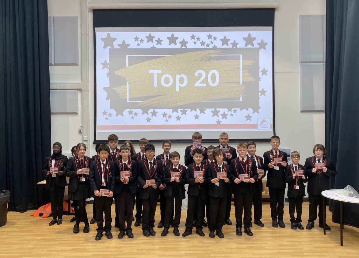 TrinityAcadStE's tweet photo. We held our Y7 Masters of Recall celebration assembly today. 88% as a whole cohort average score and so many bronze and silver badge winners! Well done to badge winners and our Top 20 #academicexcellence #MastersofRecall https://t.co/UWjCQ485Vw