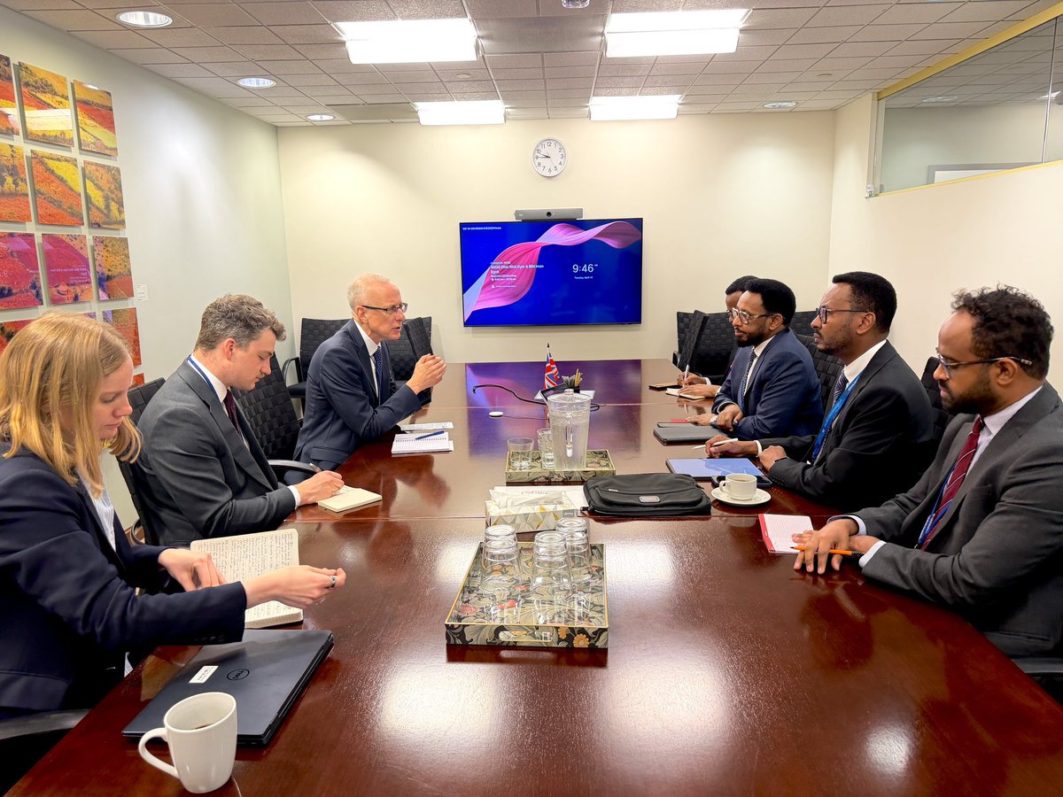 SONNALIVE's tweet image. “I had a productive meeting with @FCDOGovUK's @NickDyerFCDO on #Somalia's reform progress, economic growth strategies, geopolitical challenges, and climate finance access on the sidelines of the #SpringMeetings in #WashingtonDC,” Minister @BihiEgeh said. The UK is a valuable