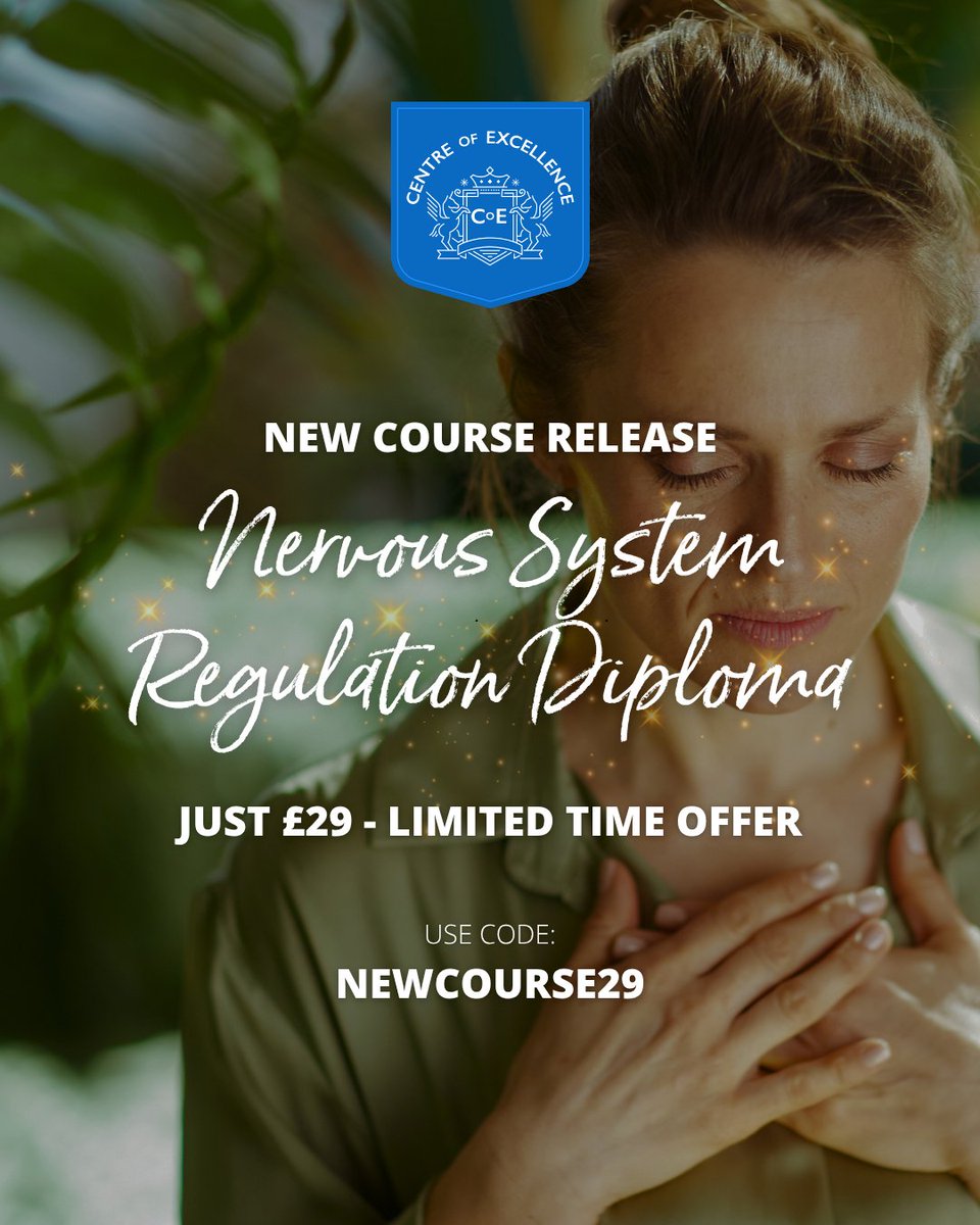 Online_Courses's tweet photo. Our brand new Nervous System Regulation Diploma covers everything from the fight, flight, freeze, and fawn responses to the vagus nerve, breathwork, and building your own personalised regulation toolkit.

✨ Just £29 - use code NEWCOURSE29 at checkout 👇
https://t.co/3JGaamxjab https://t.co/WFs9p22MKg
