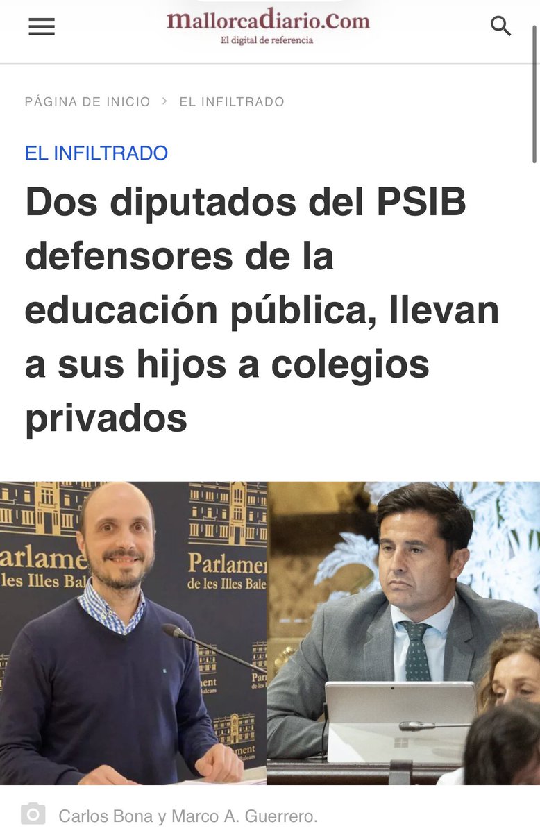 Què pensau d'aquells diputats del vostre partit que duen els seus fills a l'escola privada, i que ara també han acceptat una universitat privada? No estau contents per ells?

😝😝😝😝😝😝