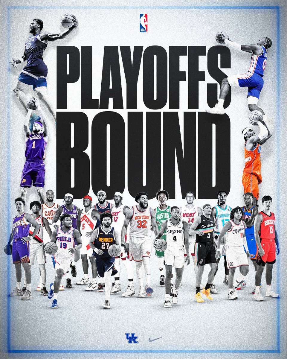 KentuckyMBB's tweet photo. The #BBNBA Playoffs start tonight!

Good luck to all 22 of our guys throughout the #NBAPlayoffs. https://t.co/skYXG1wBS0