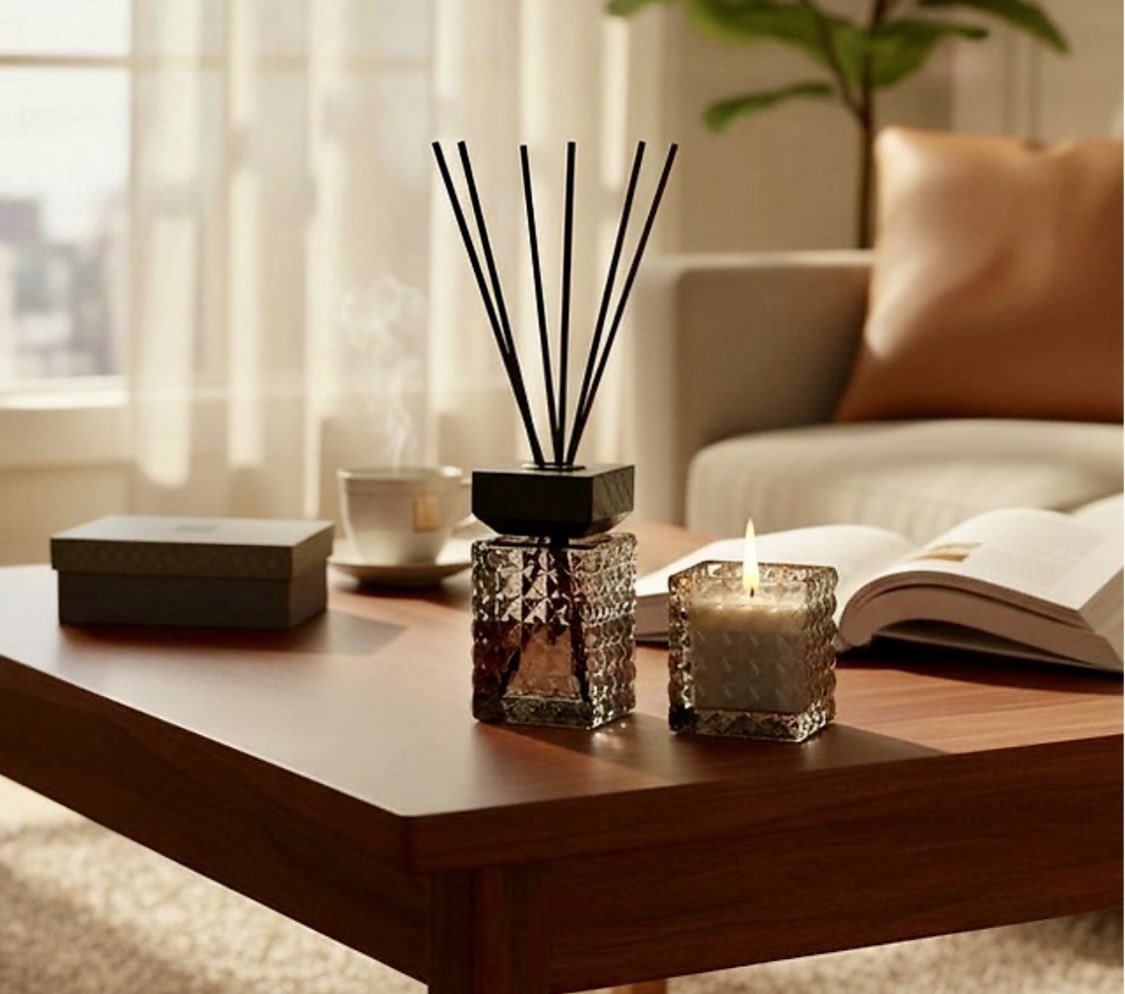 Candles and Reed Diffuser Sets. These delightful coloured glass sets ...