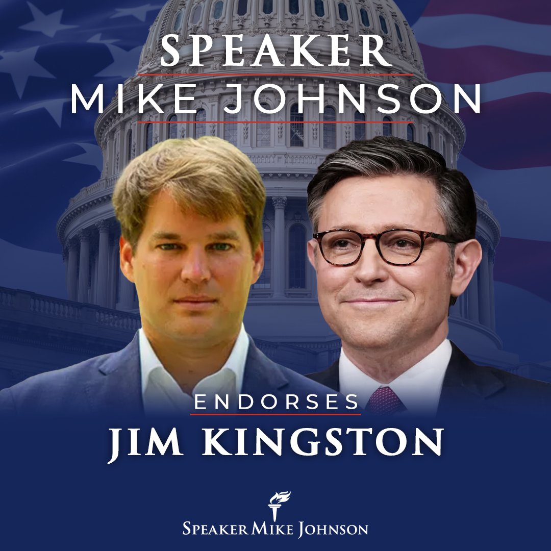 MikeJohnson's tweet photo. Jim Kingston is an America First patriot who will help us continue to deliver safe streets, secure borders, lower costs, and peace through strength. Jim will also bring his experience in the insurance industry to defend our farmers, military families, and the principles that have made America the greatest nation on Earth. I am proud to ENDORSE Jim Kingston for Georgia’s 1st District and look forward to working with him to defend and grow our House Republican majority and CONTINUE our American comeback! 🇺🇸