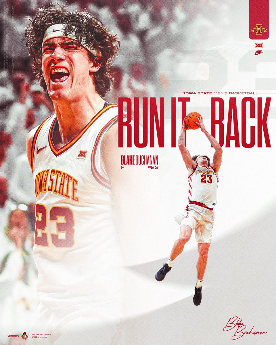 CycloneMBB's tweet image. Run It Back, Blake!

#Cyclones | #C5C | @blake_buchanan4