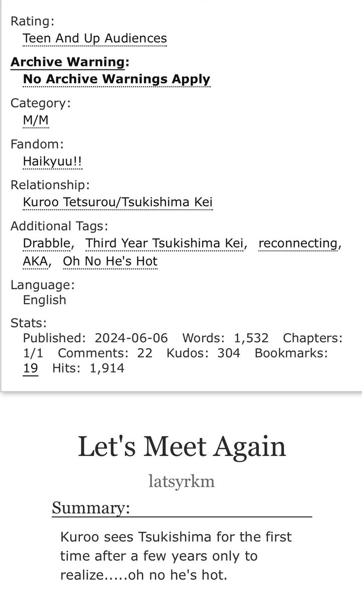 Shameless self promo of a mini-fic I did where Kuroo is in love with third year Tsukki because pals let’s be honest, he is.