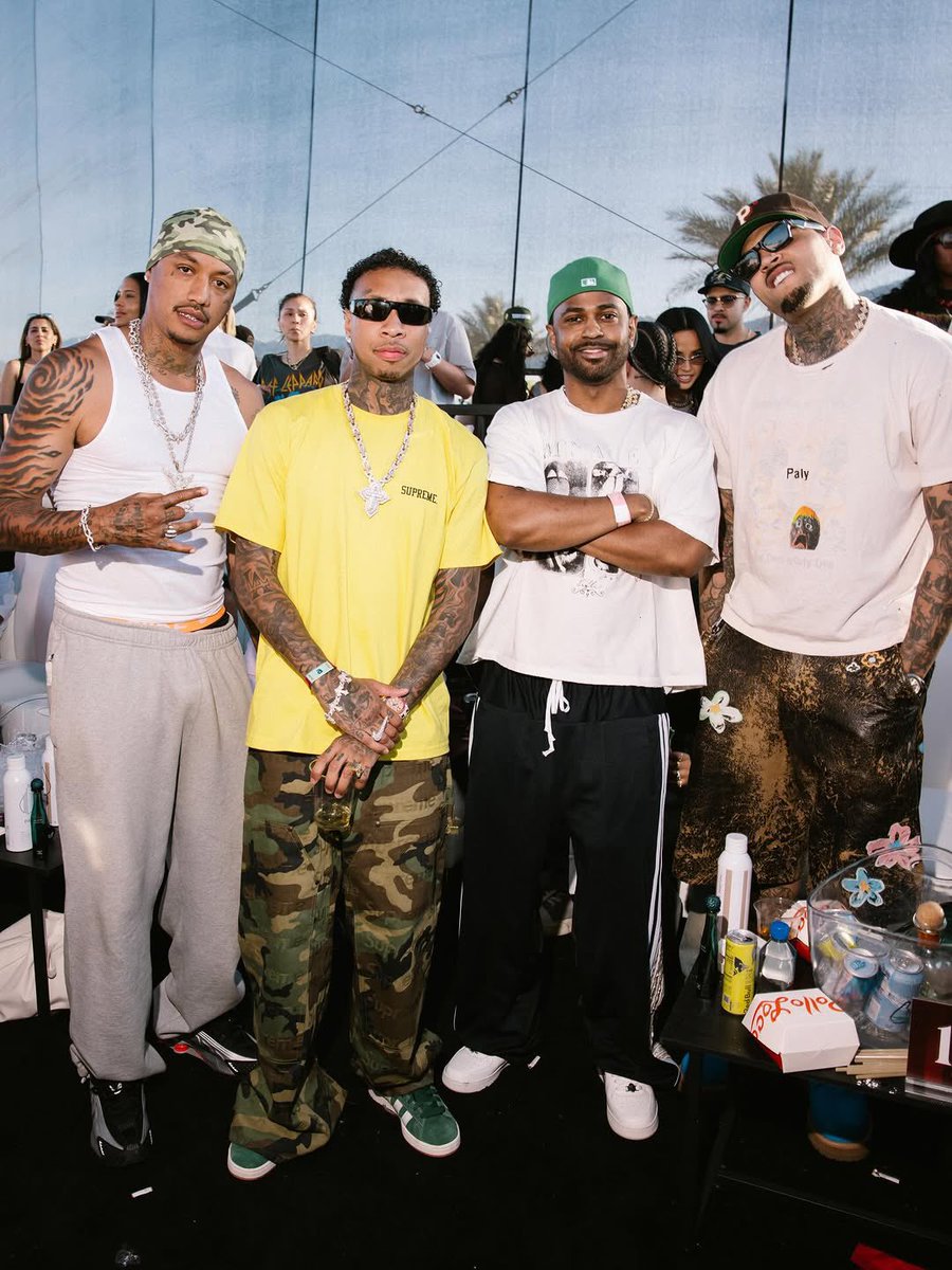 Tyga with Chris Brown, YG, Big Sean Mustard &amp; A.E at Coachella 🌵