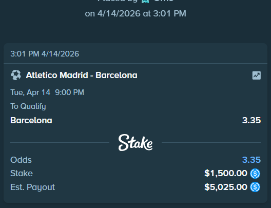 LosFijos's tweet photo. All in barca to qualify :D 
@Stake 
#ucl #sportbet #barcelona https://t.co/yP1jtJwVs3