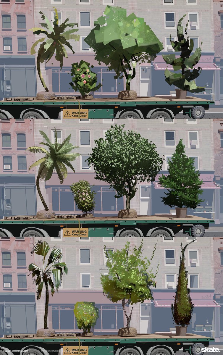 terraformart's tweet image. For #Skate, we explored a variety of styles for both the buildings and vegetation. These studies helped influence how the style of the game could take shape.

Art Director: Lance Ridenoure

Concept Artists: Jonas Hassibi and Oscar Gregeborn

Creative Director: @fmacmanus 

#art