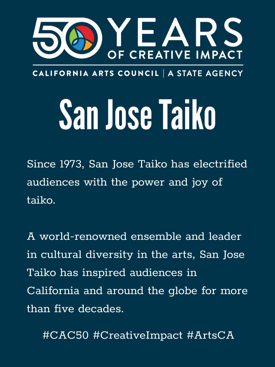 CalArtsCouncil's tweet image. Power. Joy. Legacy.

For more than 50 years, San Jose Taiko has moved audiences in California and around the world with unforgettable artistry and cultural impact.

#CAC50 #CreativeImpact #ArtsCA