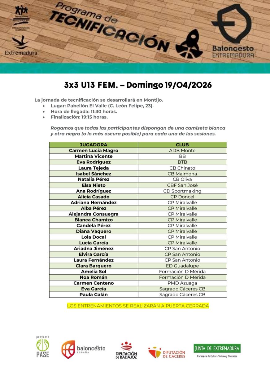 Tecnificación 3x3 u13 (Montijo)
