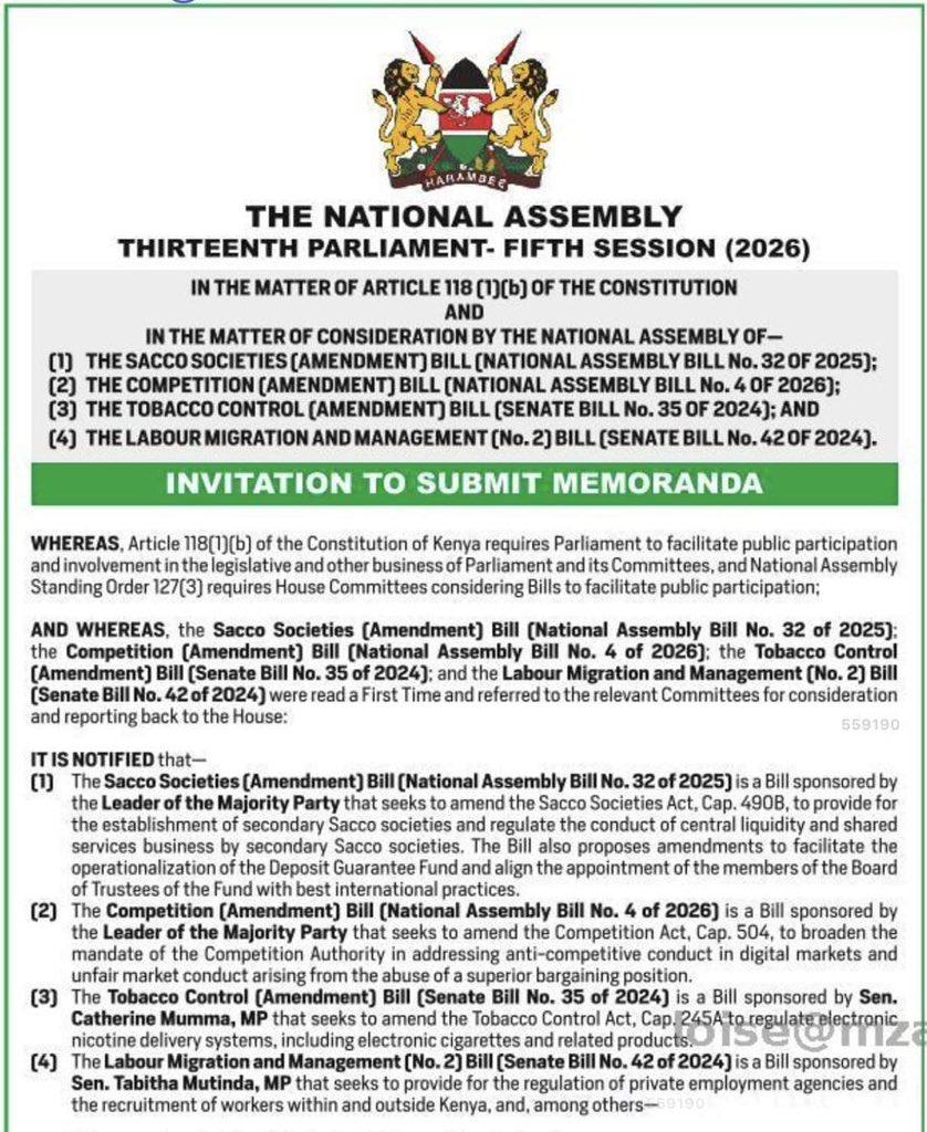 harmreductionke's tweet image. 📢 TWO DOCUMENTS. ONE MISSION.

The Tobacco Control (Amendment) Bill is live for public comment.

Kenya needs harm reduction, not prohibition.

Submit memorandum by 24th April → cna@parliament.go.ke

#THR #PublicHealthKE #SubmitMemorandum