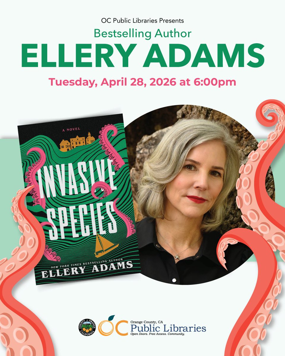 ocpublib's tweet image. Meet Bestselling Author Ellery Adams @ellery605 
Tuesday, April 28, 2026 at 6:00pm
Cypress Library
For details: ocpl.org/author-ellery-…

#OCPL #OCPublicLibraries #OrangeCounty #authortalk